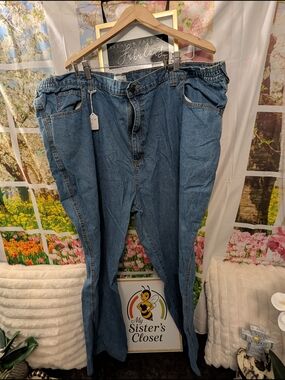 Men's Blue Elastic-Waist Denim Jeans